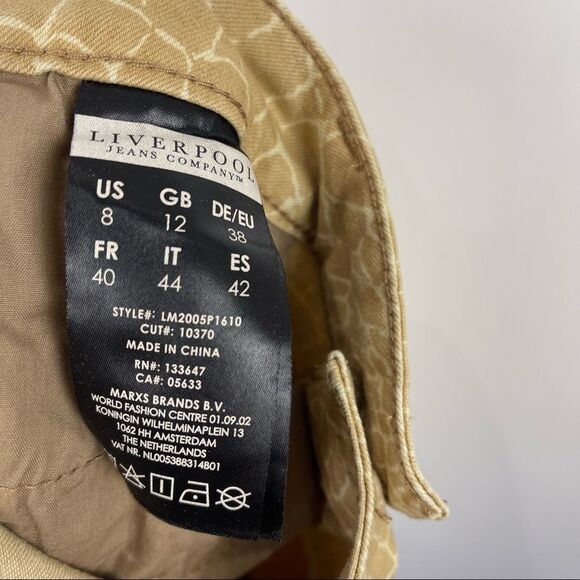 Liverpool Jeans Company Tan Giraffe Animal Print Mid Rise Skinny Jeans Women's 8 - Picture 7 of 7